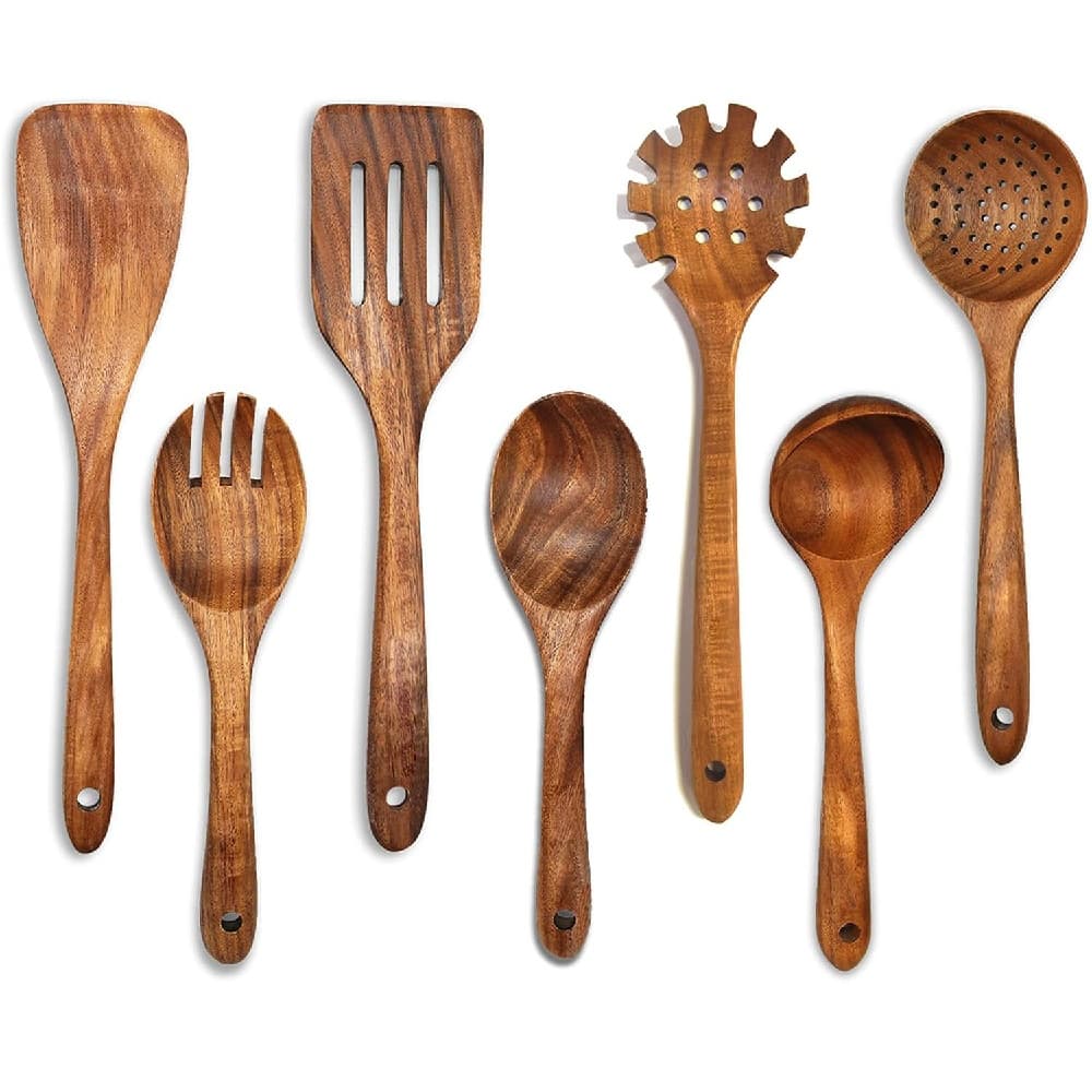 Wooden Kitchen Utensil Set Wooden Utensils for Cooking 7Pcs