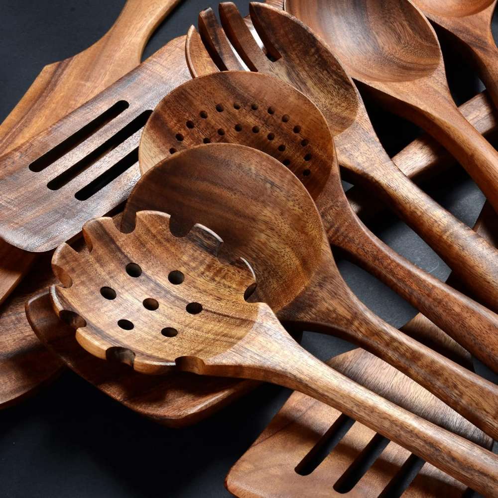 Wooden Kitchen Utensil Set Wooden Utensils for Cooking 7Pcs