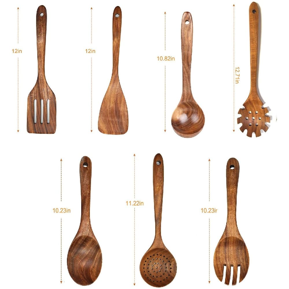 Wooden Kitchen Utensil Set Wooden Utensils for Cooking 7Pcs