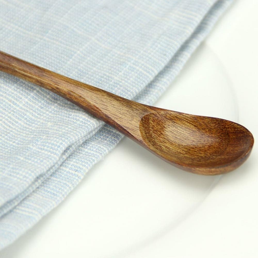 Wooden Spoons Tablespoons 5 Pieces Japanese Style Long Handle Nanmu Wooden Soup Spoon Set