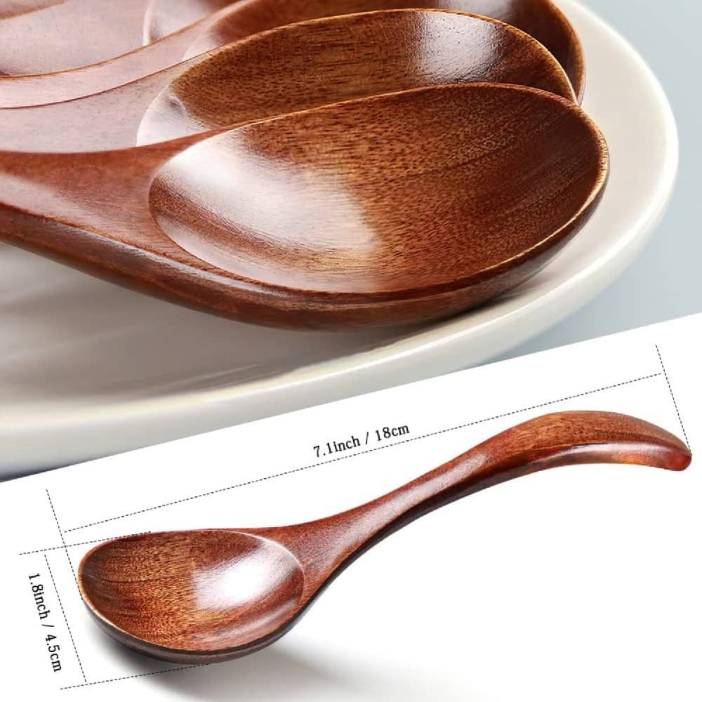 Korean Wooden Spoon 6 Piece Wooden Spoons 7 inch Handmade Natural Asian Wooden Spoons